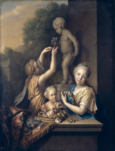 Trois filles sacrifiant des fleurs à Amor, 1710 - Pieter van der Werff